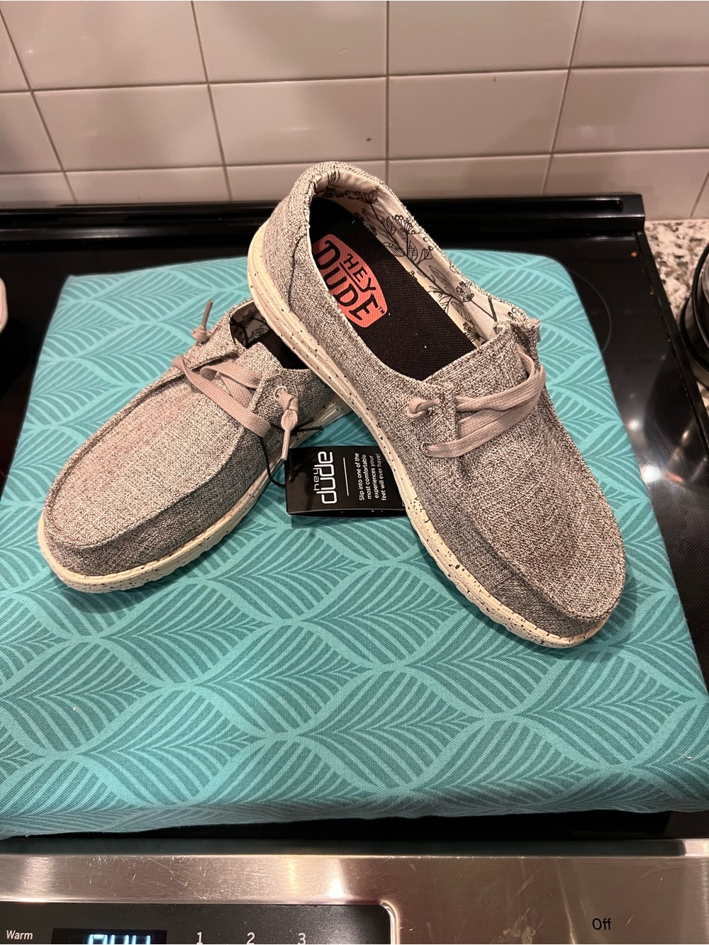 Hey Dude Grey Linen Casual Slip-Ons